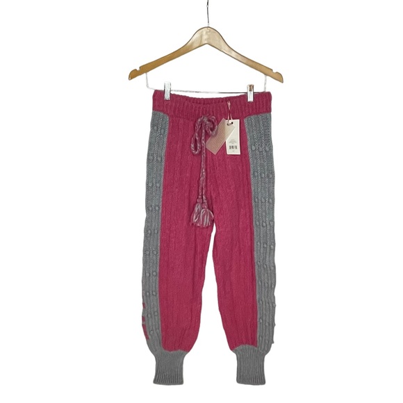 NWT Loveshackfancy Landana Pink/Gray Jogger Knit Sweater Pants s - Picture 6 of 15